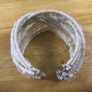 African White Beaded clasp Bangle